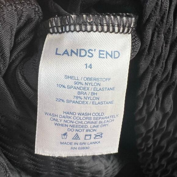 Lands End Swim Tankini Top Black Textured Bra Halter Top Size 14 - Picture 5 of 6